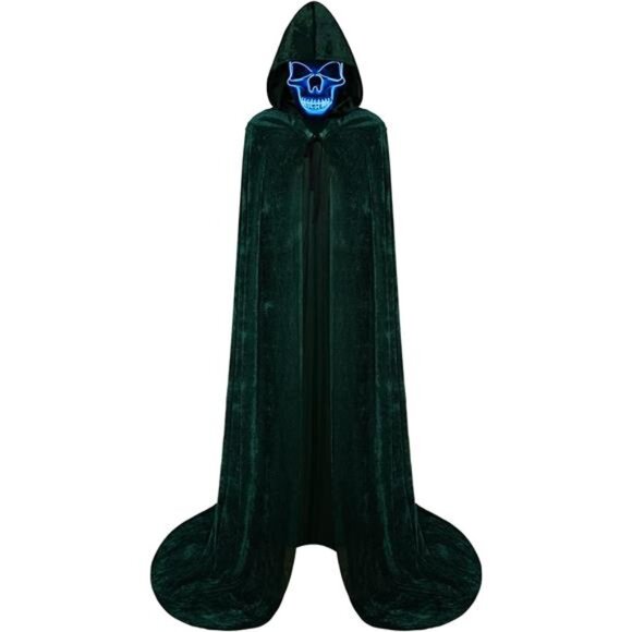 Unisex Halloween Costume with Scary Light up Mask Cape Costume Cloak with Hood main image 7